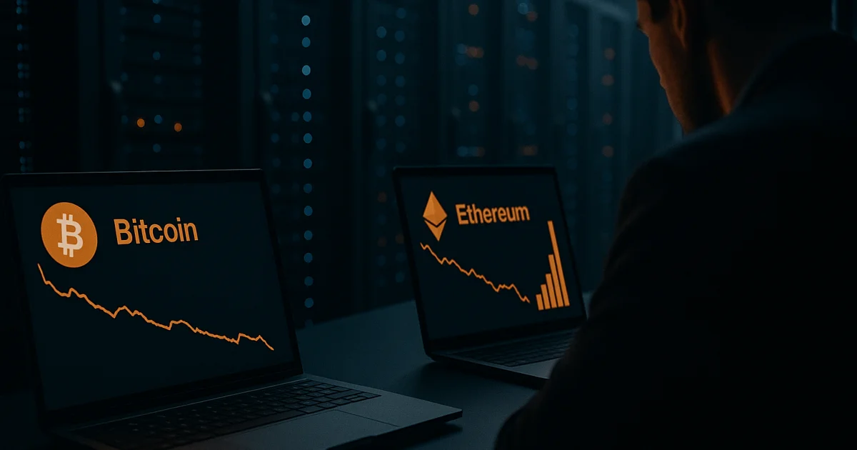 Bitcoin és Ether árfolyama csökken, piaci likvidációk rekordot döntenek