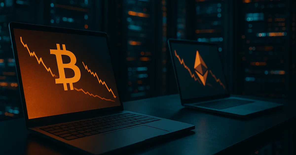 Bitcoin és Ethereum árfolyama jelentős csökkenésen ment keresztül