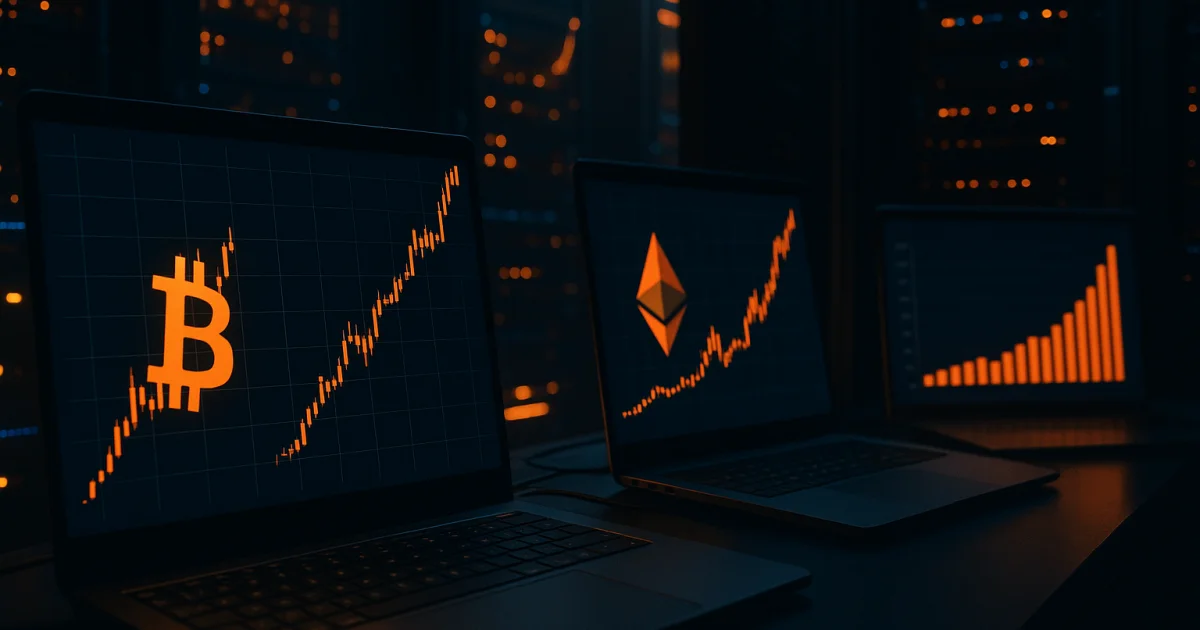 Bitcoin és Ethereum árfolyamok új magasságokban, ETF volumennövekedés