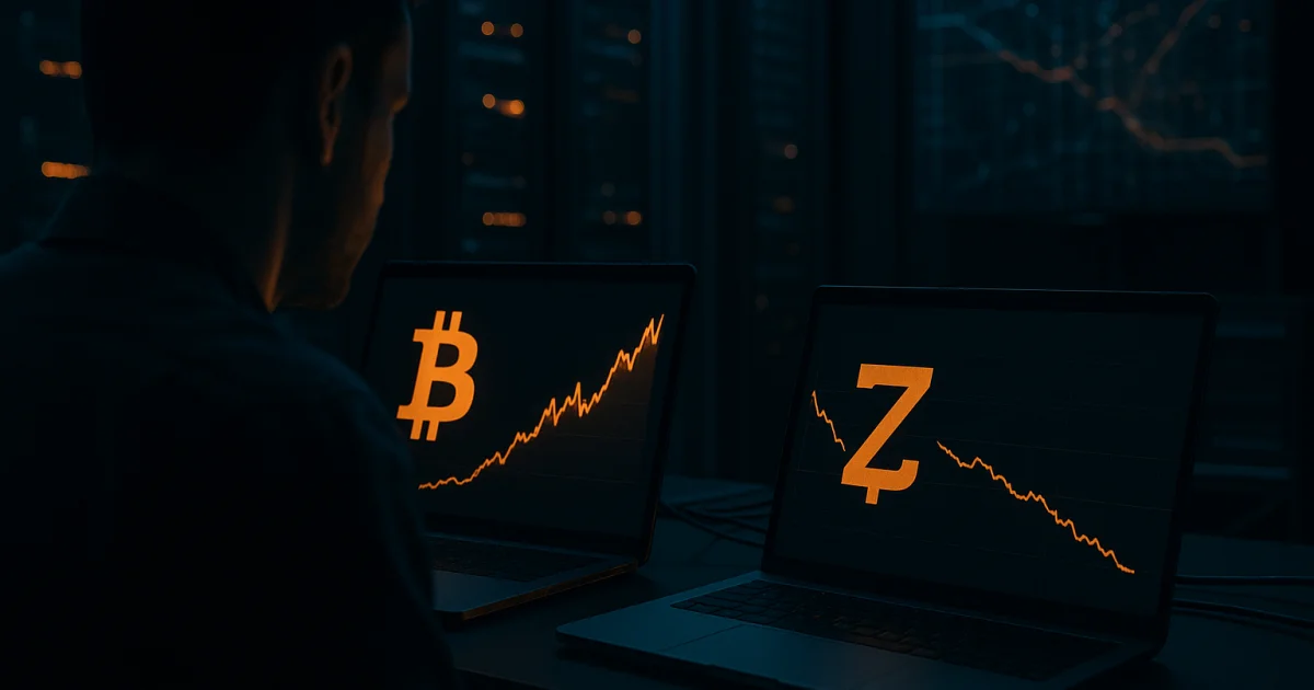 Bitcoin árfolyama $77.2K-ra emelkedik, miközben a Zcash 10%-ot esik